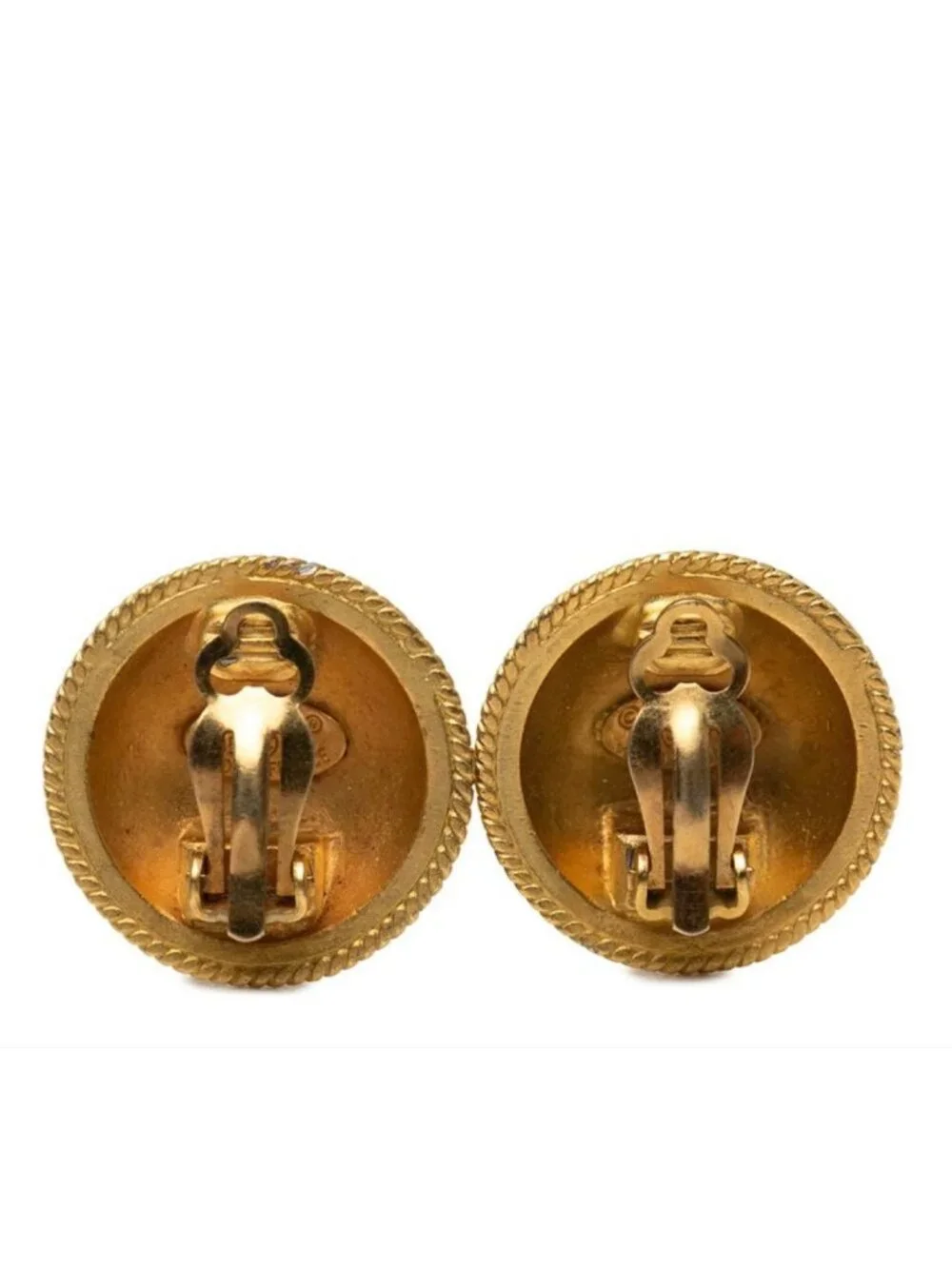 Chanel CC Logo Vintage Round Earrings